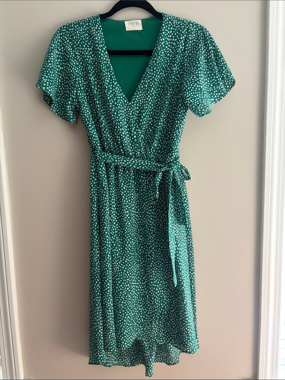 Sienna Sky Emerald Green Polka Dot Wrap Dress
